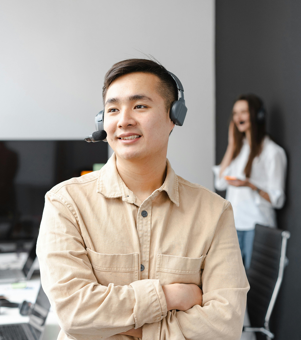 Offshore team member engaged in work at their desk